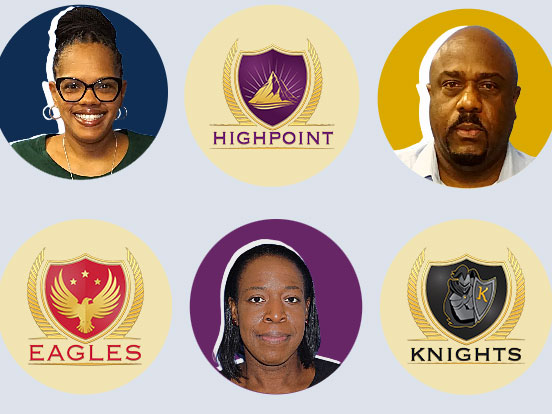  This is a photo illustration with headshots of the new APs at three campuses